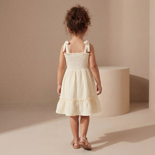 Tiered Tie Dress - Oat