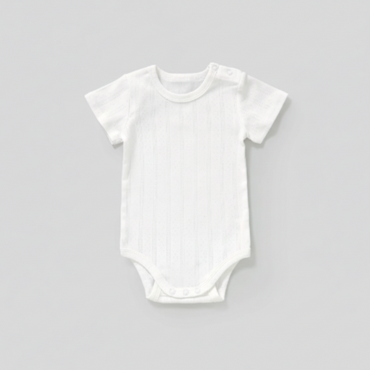 Pointelle Knit Bodysuit - White