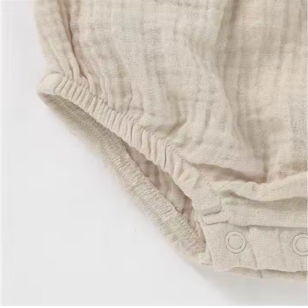 Sleeveless Organic Muslin Romper with Pockets