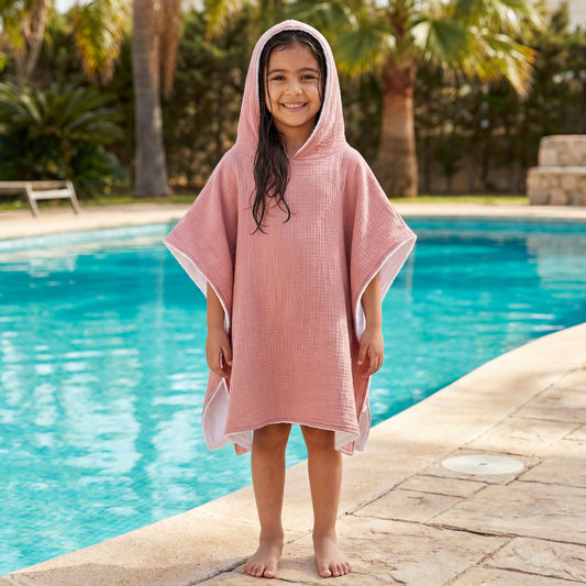 Muslin Terry Poncho - Petal