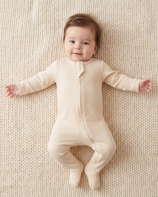 Ribbed Footed Sleepsuit - Oat