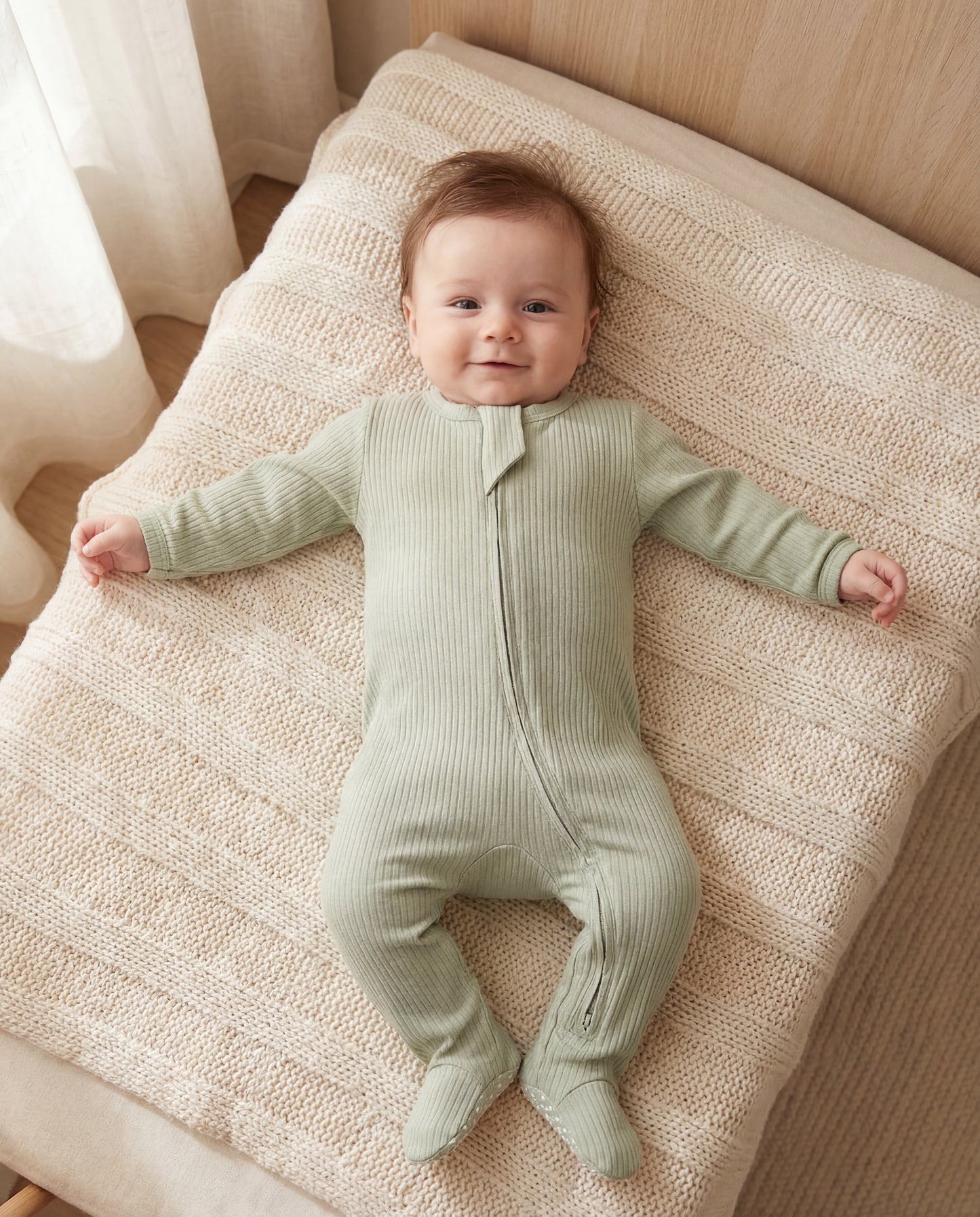 Ribbed Footed Sleepsuit - Mist