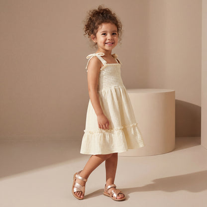 Tiered Tie Dress - Oat