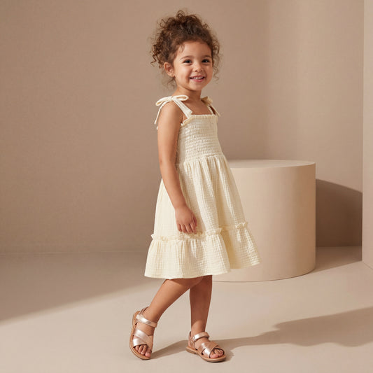 Tiered Tie Dress - Oat