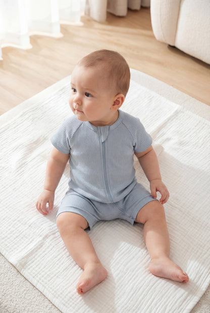 Ribbed Zip Romper - Dusk