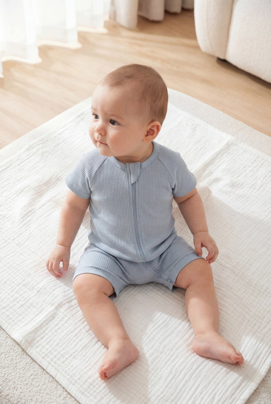 Ribbed Zip Romper - Dusk