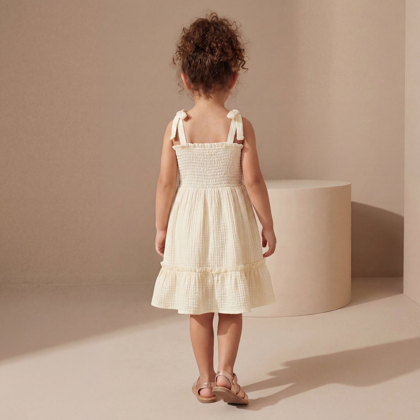 Tiered Tie Dress - Oat