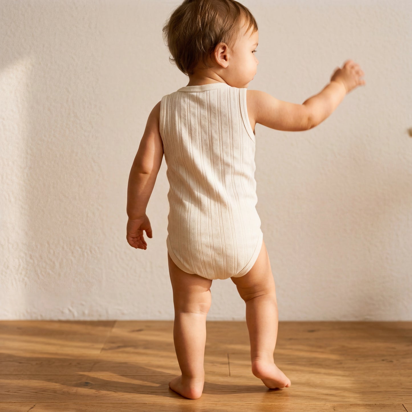 Pointelle Vest Bodysuit - White