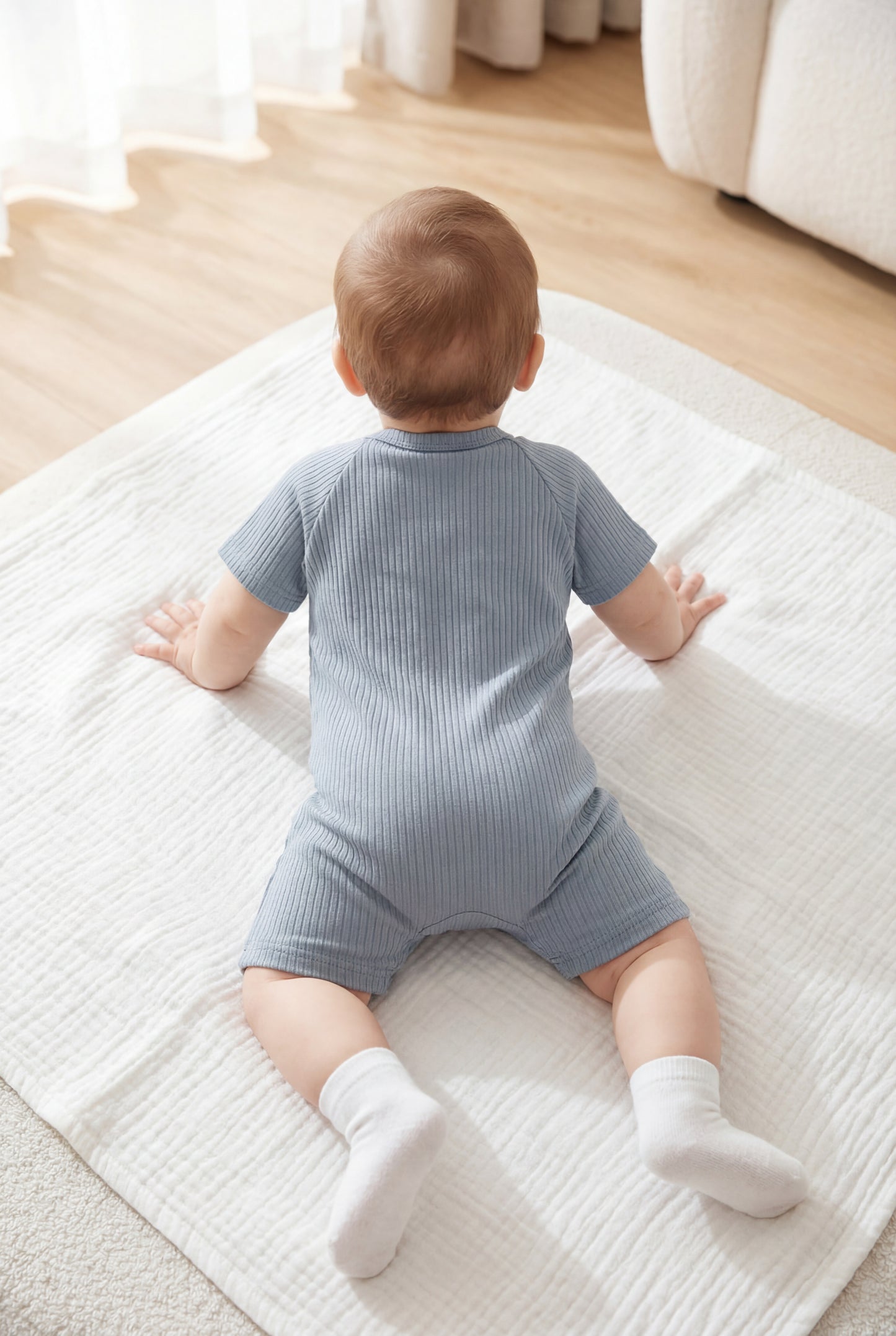 Ribbed Zip Romper - Dusk