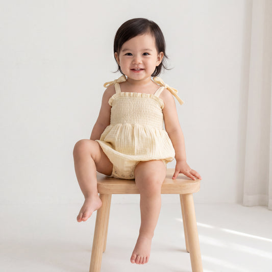 Muslin Bubble Romper - Oat