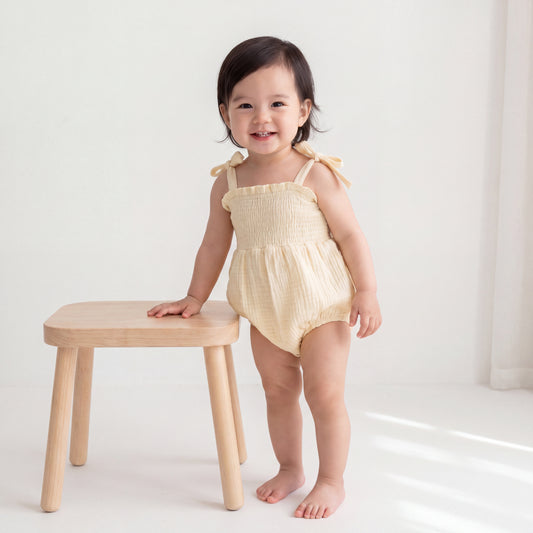 Muslin Bubble Romper - Oat