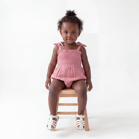 Muslin Bubble Romper - Dusty Rose