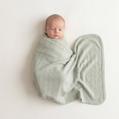 Pointelle Swaddle - Mist