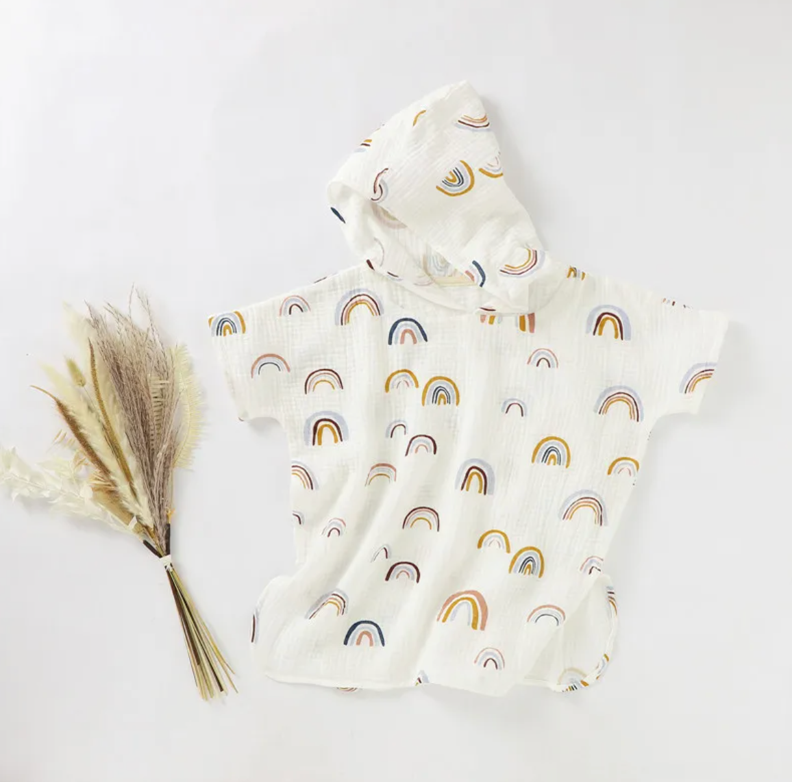 Rainbow Hooded Organic Muslin Bathrobe