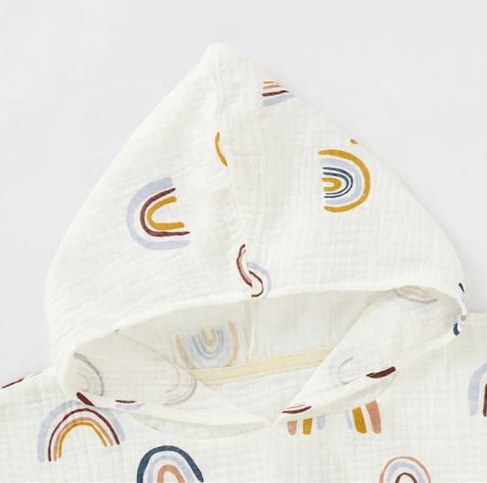 Rainbow Hooded Organic Muslin Bathrobe