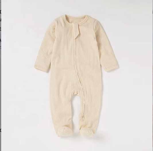 Ribbed Footed Sleepsuit - Oat
