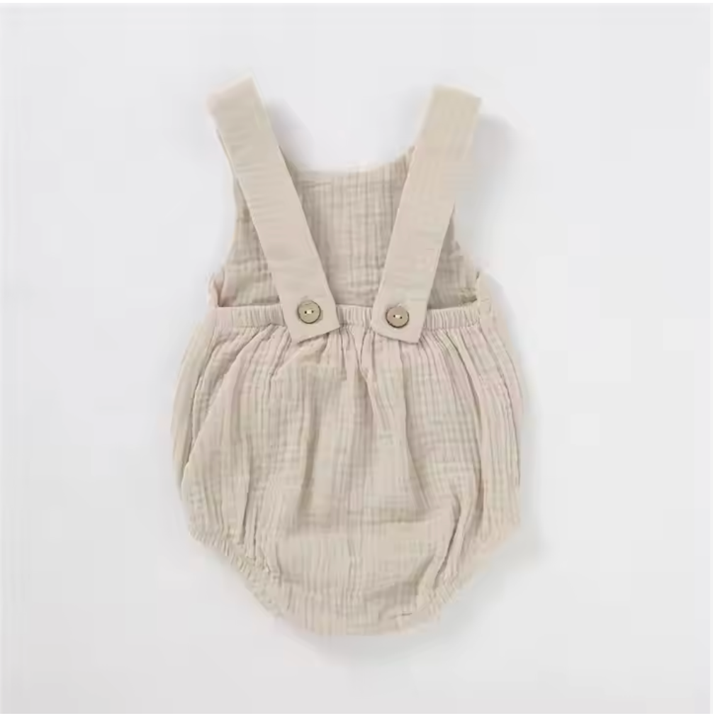 Sleeveless Organic Muslin Romper with Pockets