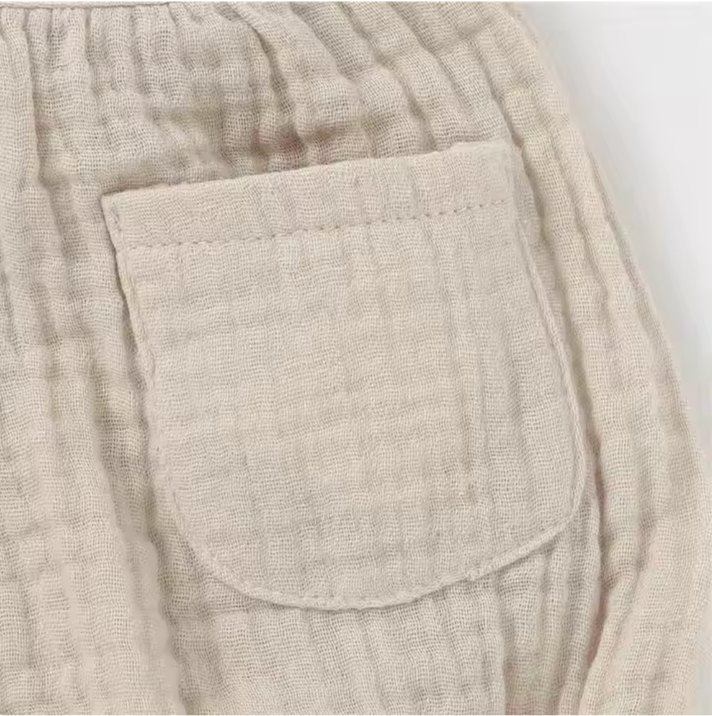 Sleeveless Organic Muslin Romper with Pockets