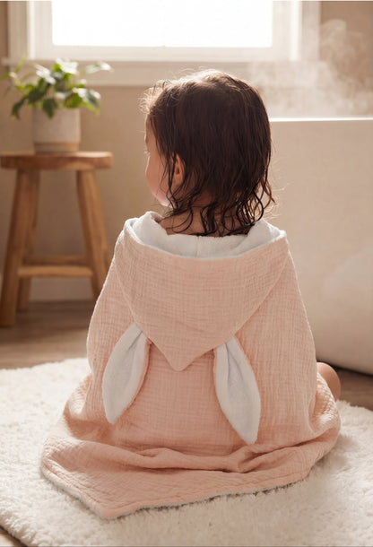 Bunny Hooded Towel - Peach