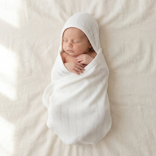 Pointelle Swaddle - White